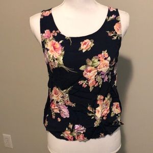 Navy floral tank top